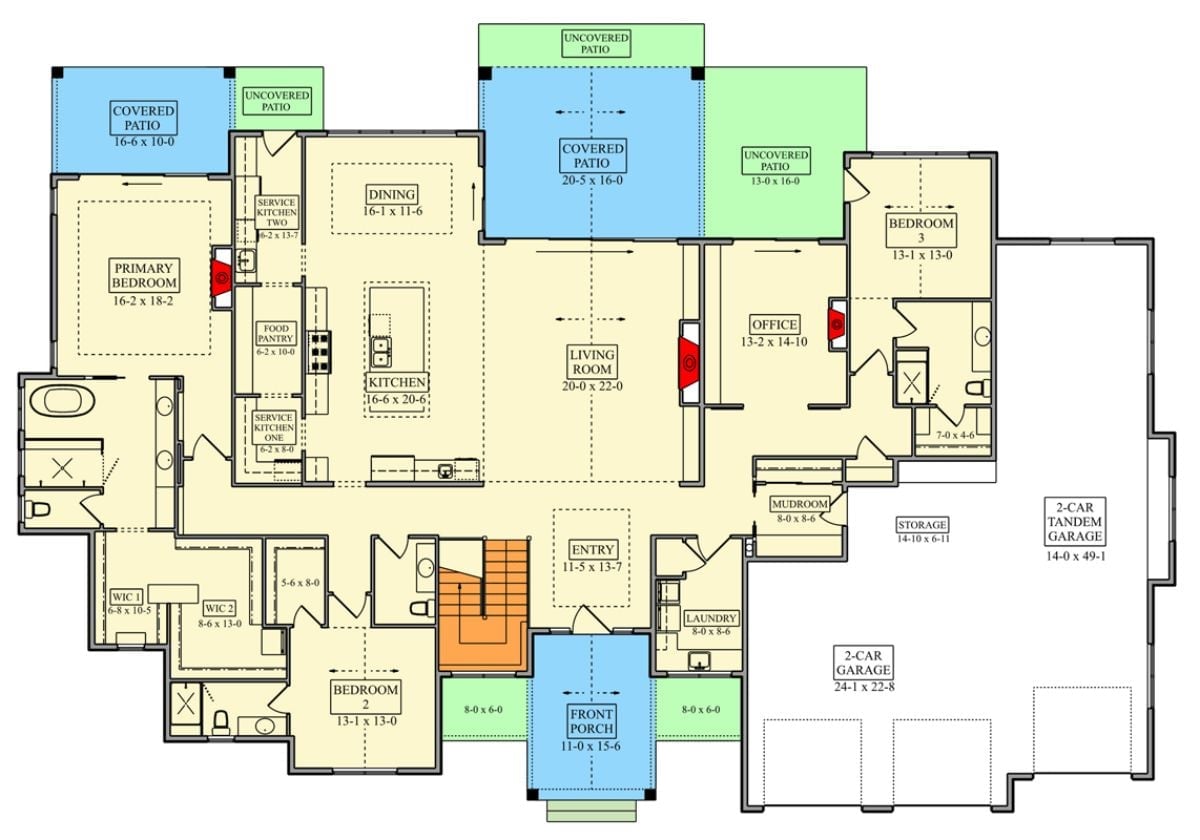 Floor Plan - Main Floor The Ridgecrest Mountain Modern House Plan with Finished Basement (3,756 Sq. Ft. Floor Plan)
