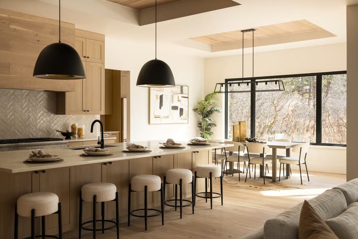 Warm Wood and Matte Black Make a Kitchen Worth Lingering In