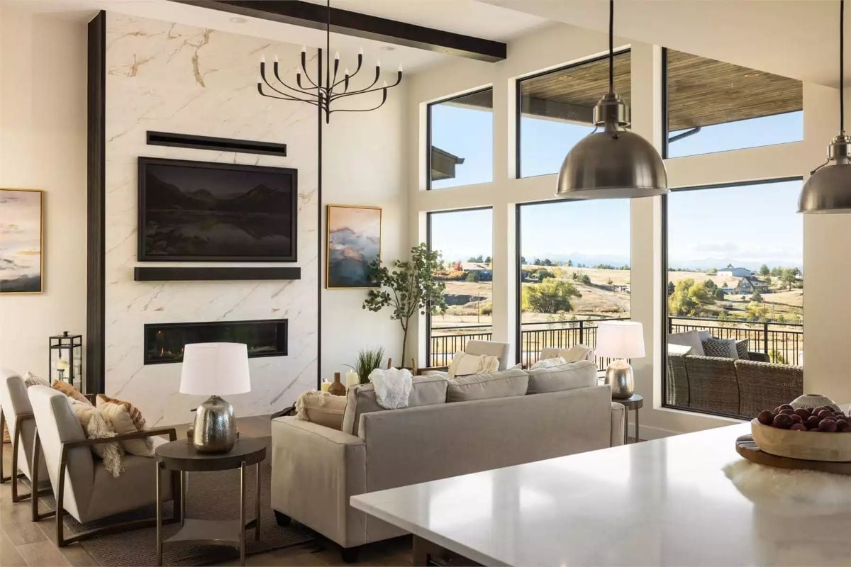 Marble Fireplace Wall, Mountain Views, and a Sofa You'll Never Actually Leave