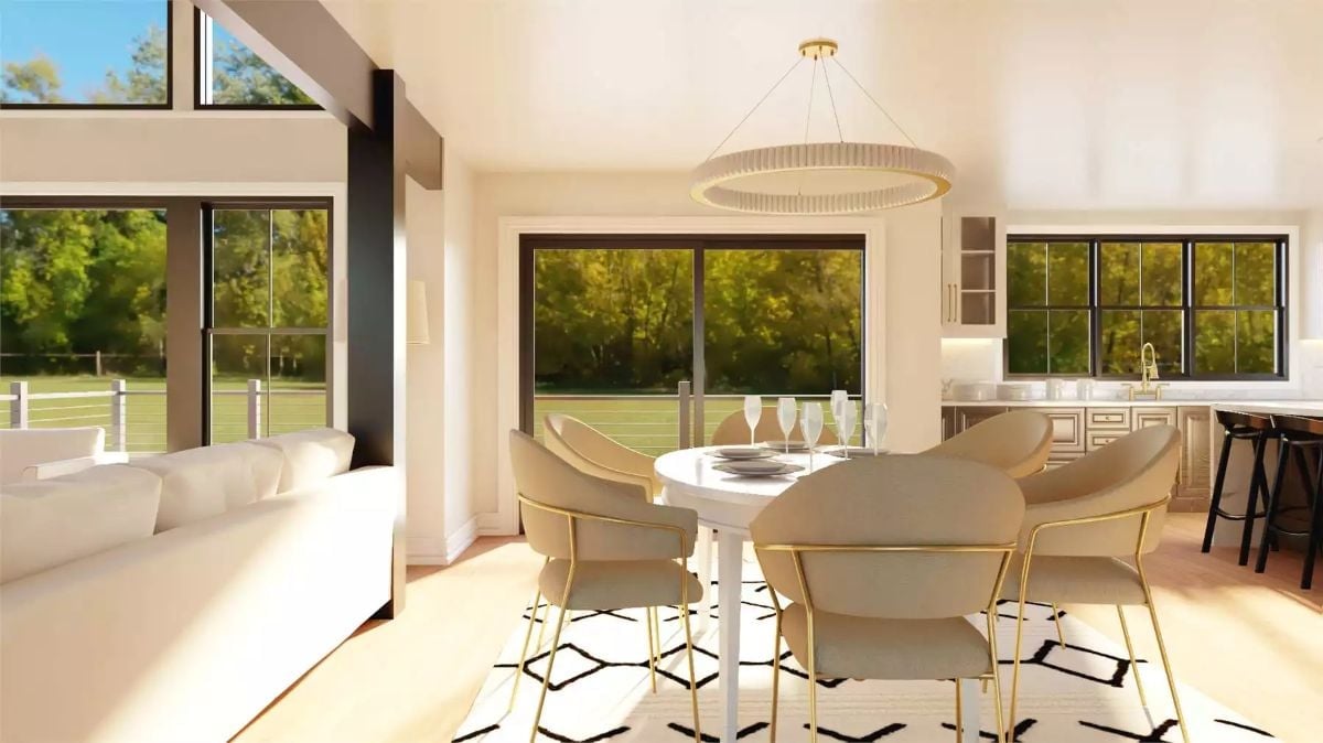 Round Table, Gold Chair Legs, and a View That Does the Decorating