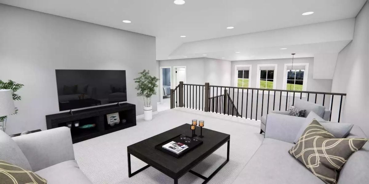 Loft Living Rooms With Stair Railings Beat Closed-Off Bonus Rooms Every Time