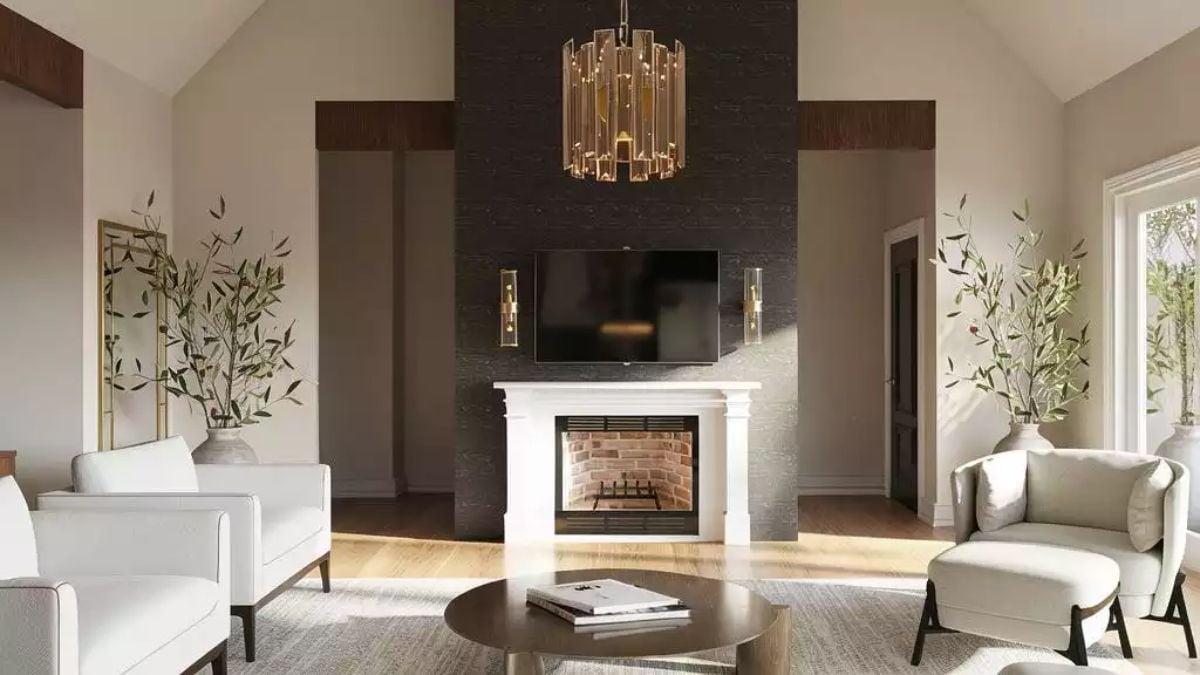 Gold Chandelier, White Fireplace Mantel, and Zero Apologies for the Drama