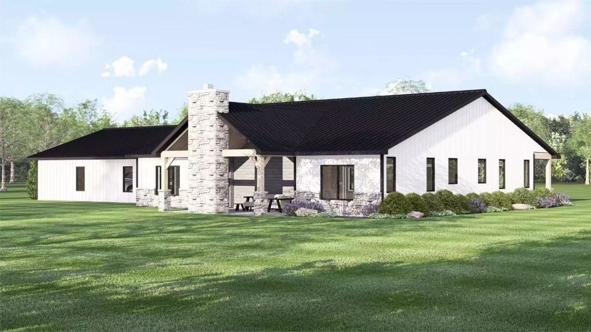Stone Chimney, Covered Patio, Wide Lawn — Ranch Living Done Right