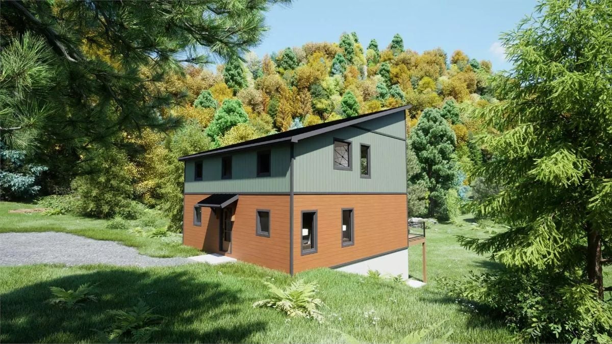 Cedar and Sage Siding Gives This Two-Story Cabin Its Quiet Confidence