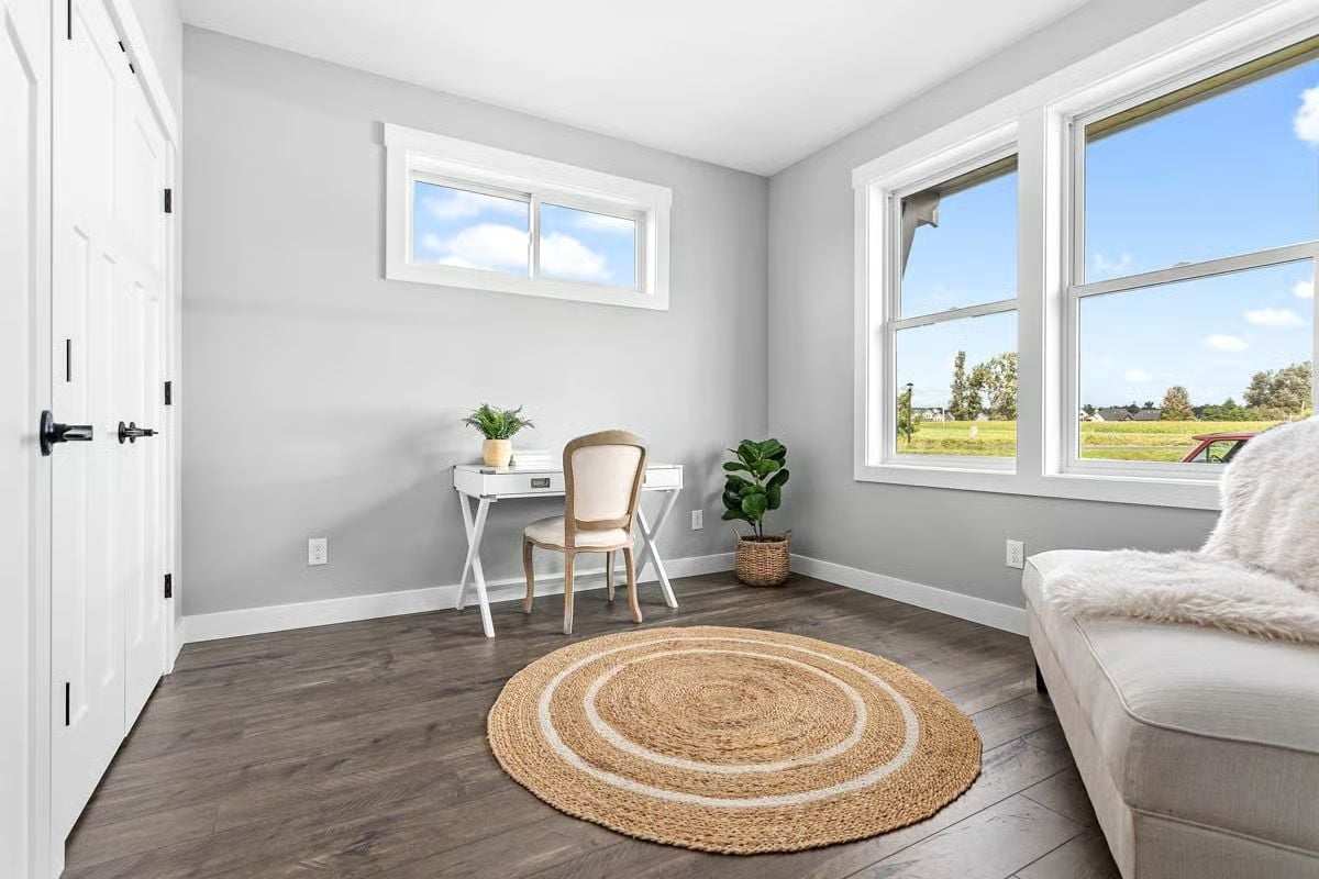 Jute Rug, Fiddle Leaf, and a Desk That Knows Its Place