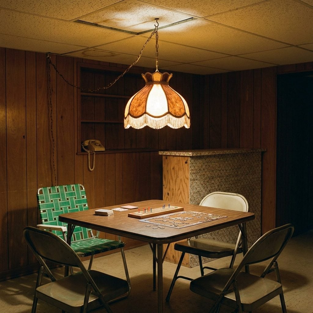 The Swag Lamp Hanging Over the Card Table in the Corner