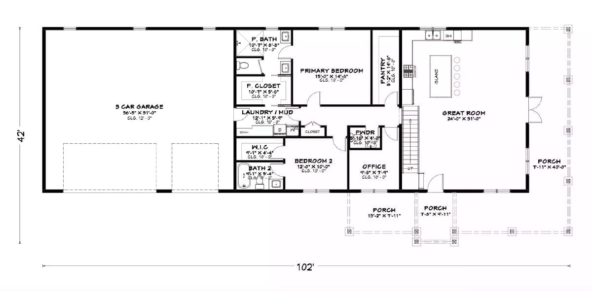 Floor Plan - Sycamore Way 5-Bedroom Barndominium with Vaulted Loft Designed for Families Who Believe in Big Tables, Long Dinners, and Loud Laughter
