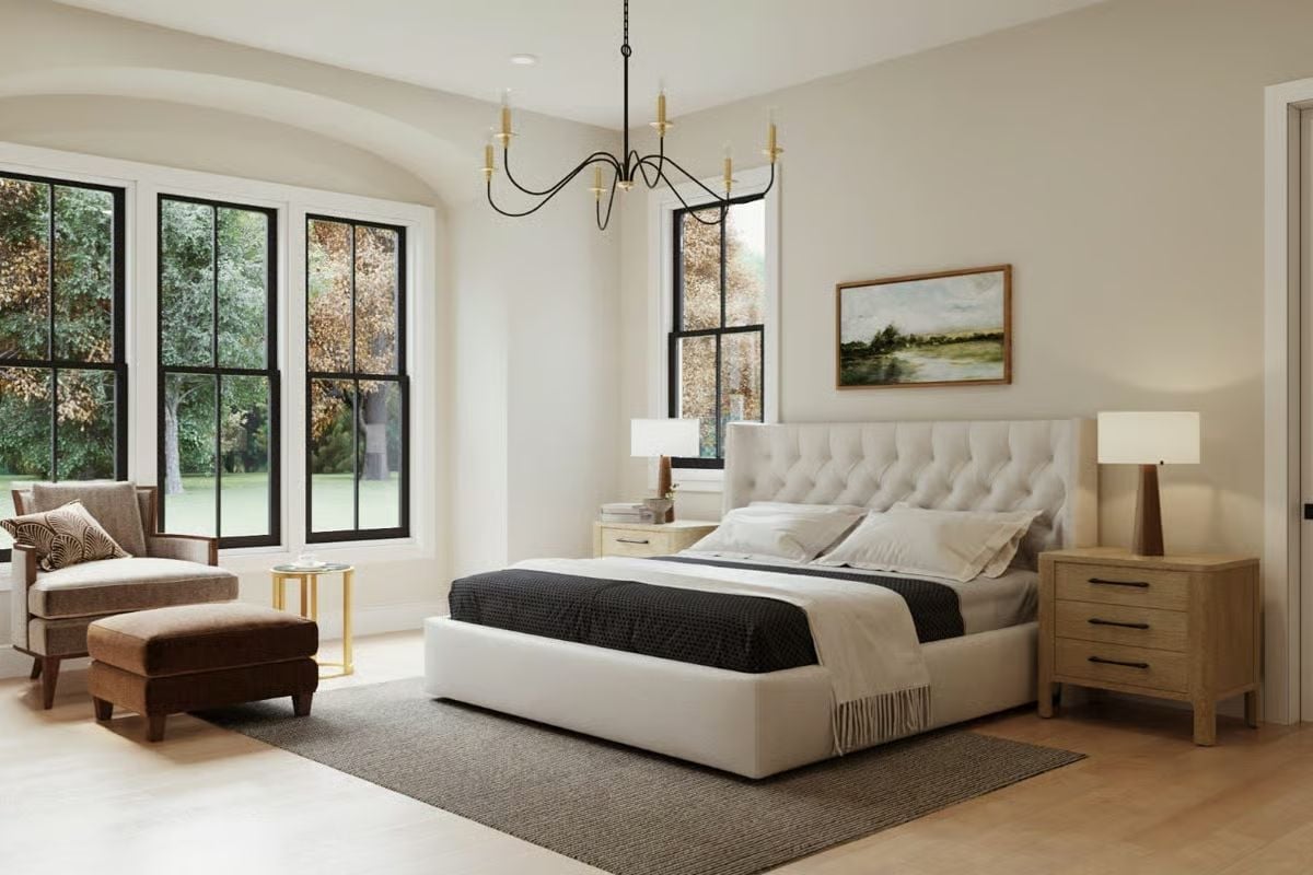 Tufted Headboard, Candlestick Chandelier, and a Sitting Chair That's Actually for Sitting