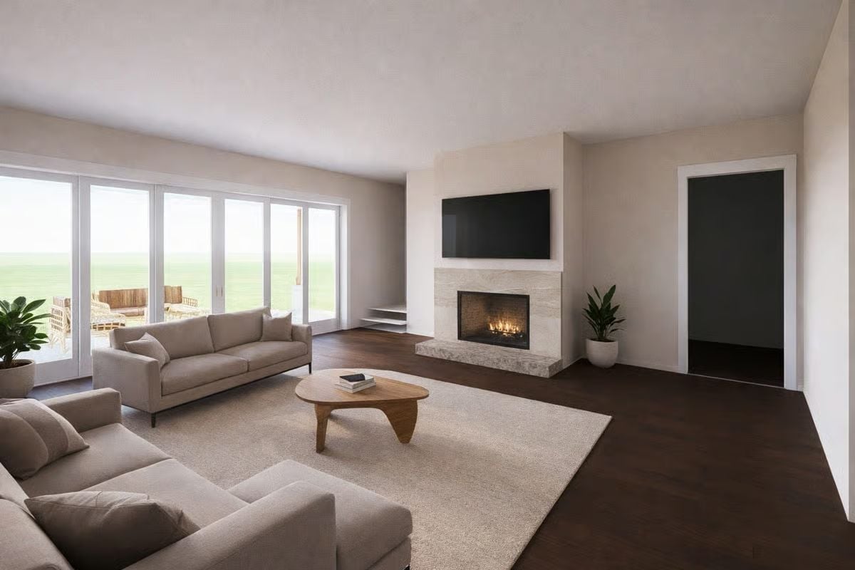 Travertine Fireplace, Ocean View, and a Noguchi Table That Earns Its Spot