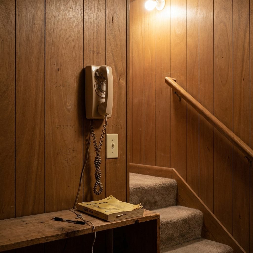 The Wall-Mounted Rotary Phone at the Bottom of the Stairs