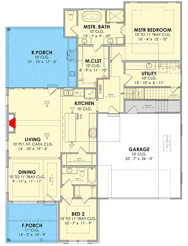 Floor Plan - Willowbrook 4-Bedroom Southern Farmhouse with Bonus Room Designed for Parents Who Need One Room the Kids Aren\'t Allowed In