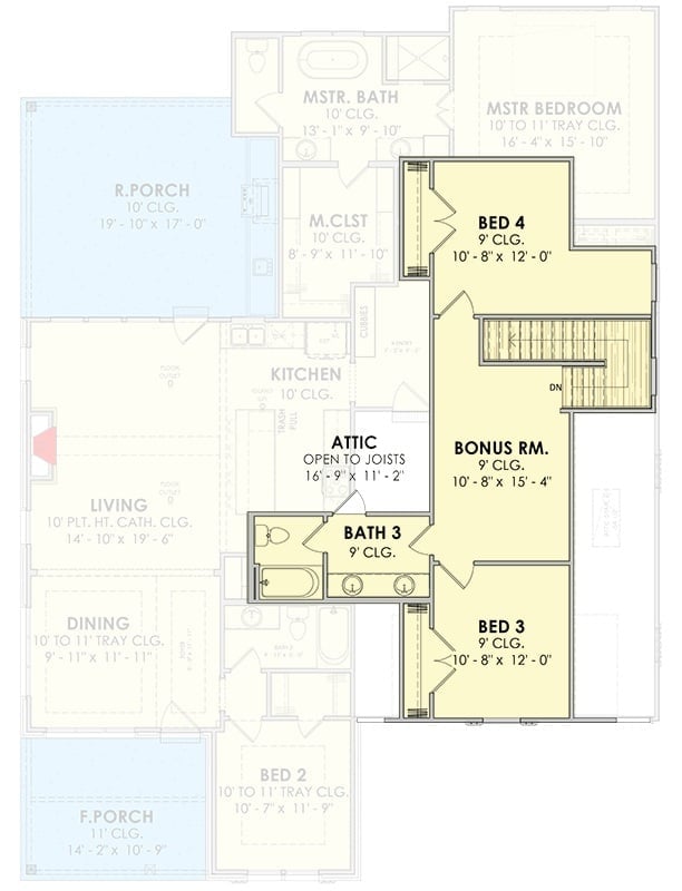 Floor Plan 2 - Willowbrook 4-Bedroom Southern Farmhouse with Bonus Room Designed for Parents Who Need One Room the Kids Aren\'t Allowed In