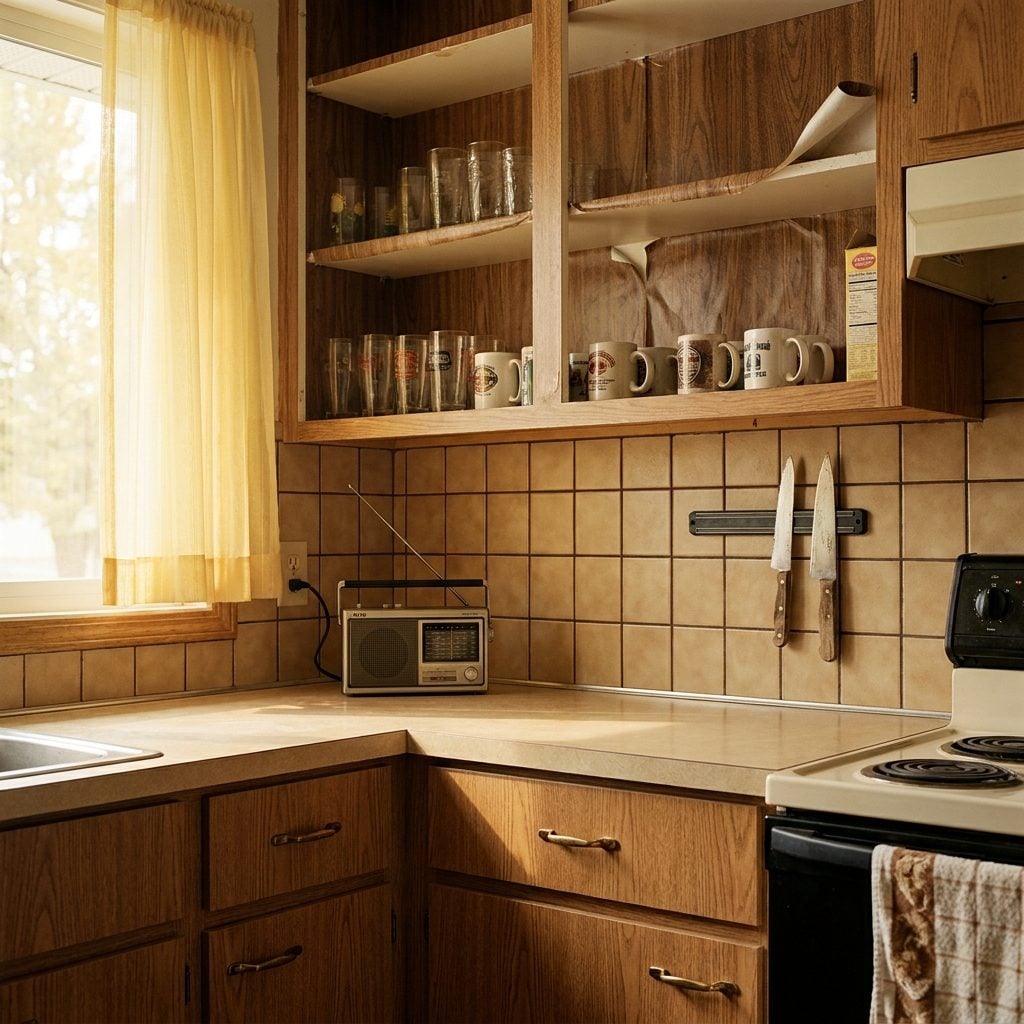 The Wood-Grain Contact Paper on Every Shelf, Cabinet, and Surface That Would Hold Still