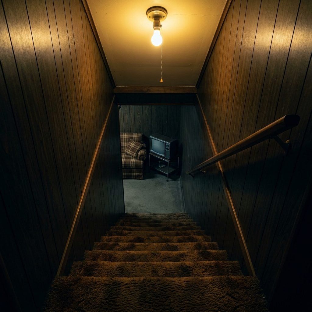The Wood-Paneled Basement Stairs You Took Two at a Time Because Something Was Definitely Behind You