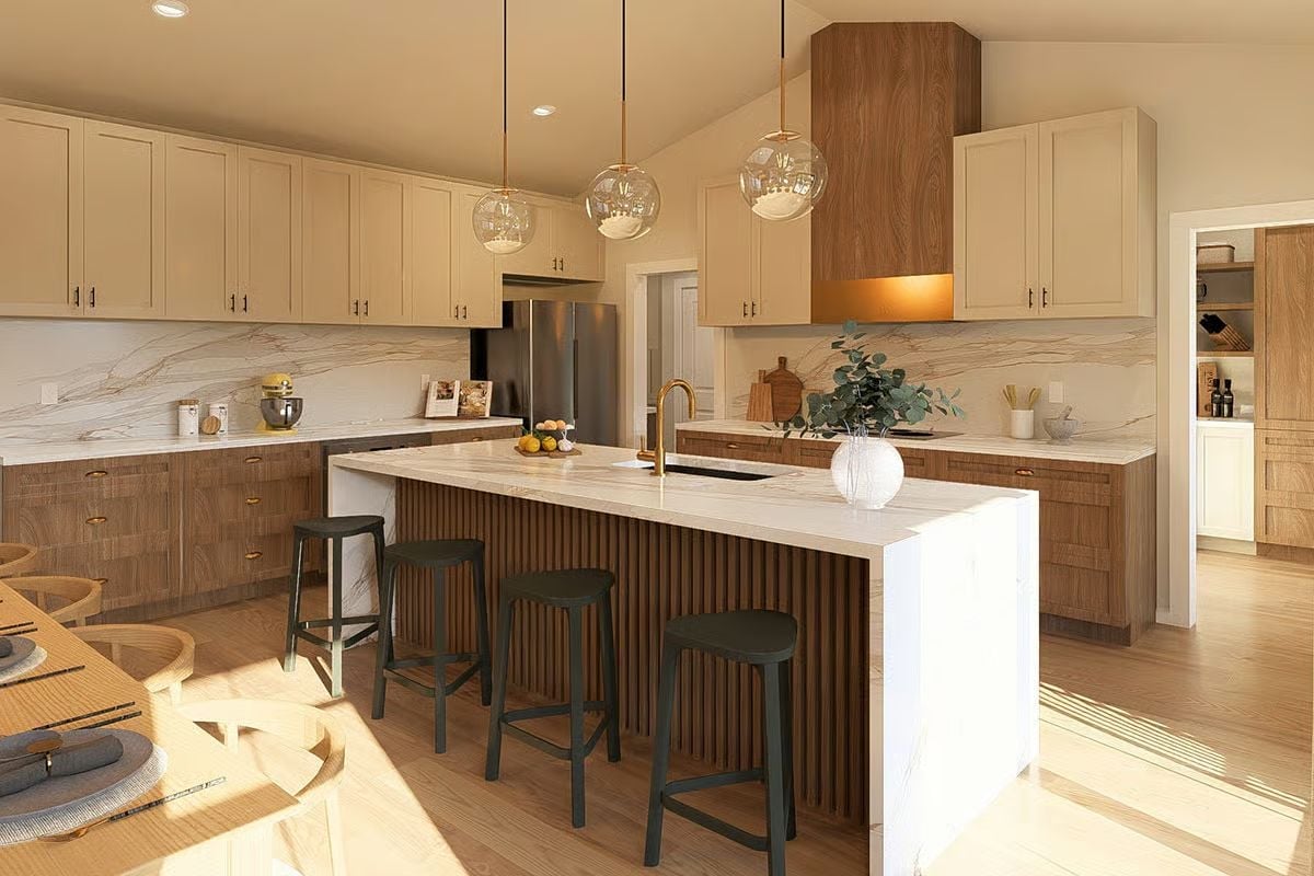 Fluted Island Base With a Faucet Placed Exactly Where You'd Never Expect