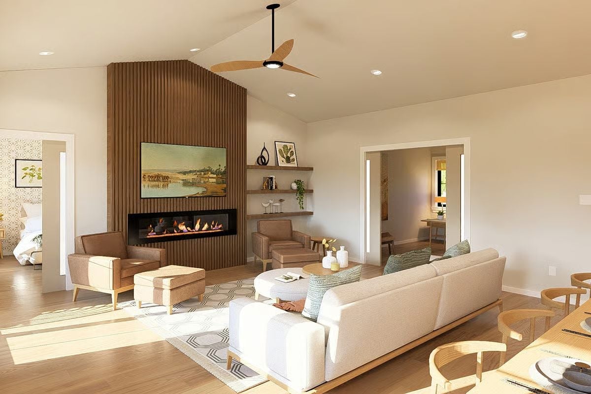 Fluted Wood Fireplace Wall That Actually Earns the Attention It Gets