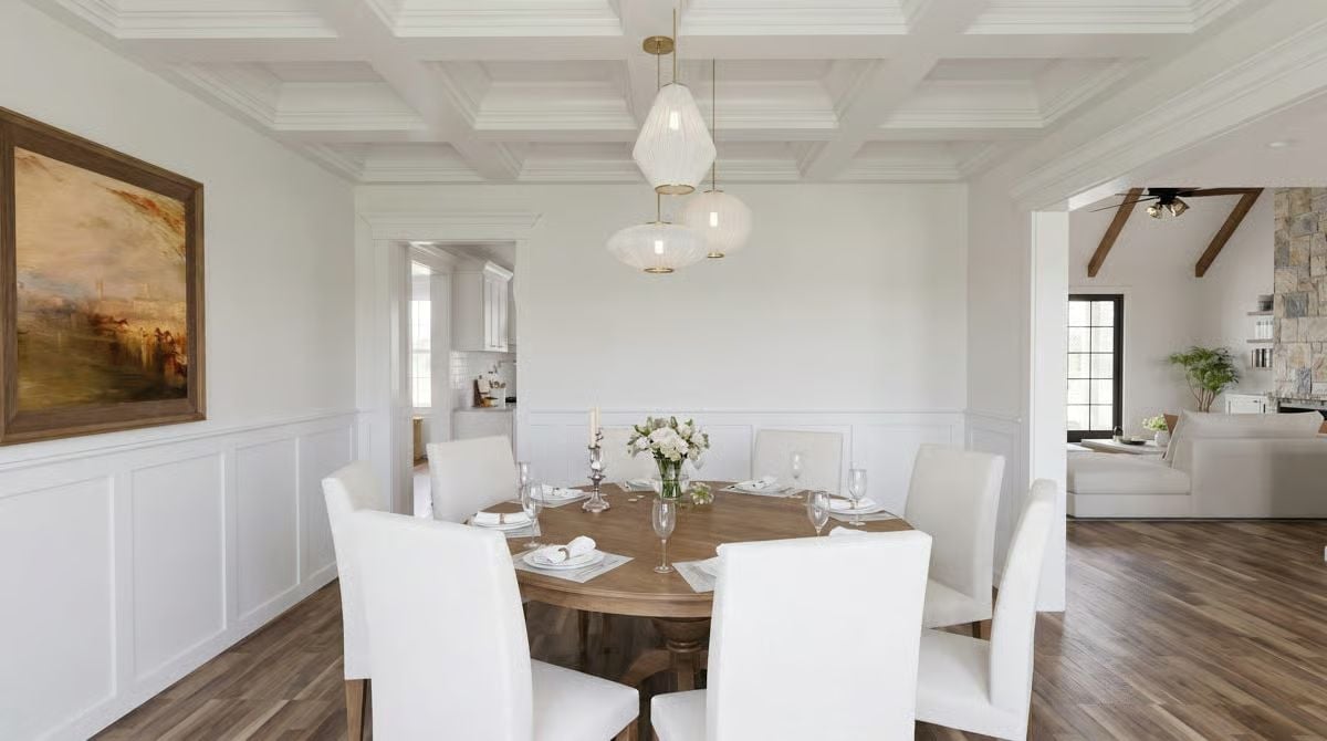 Coffered Ceilings and a Round Table That Ends the "Who Sits at the Head" Argument