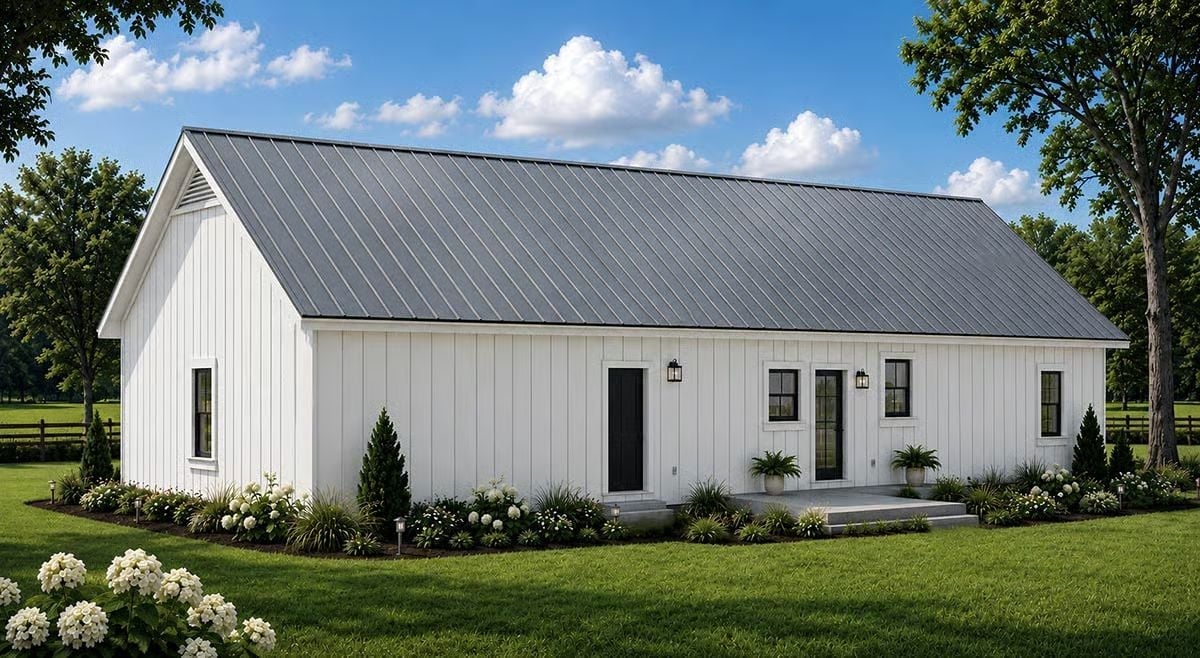 Barn Bones, Modern Soul: White Board-and-Batten Under a Standing-Seam Roof