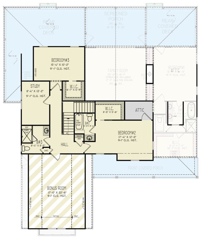 Floor Plan - Second Floor Wrenhollow 3-Bedroom Modern Farmhouse Layout with Wraparound Porch (2,616 Sq. Ft. Floor Plan)