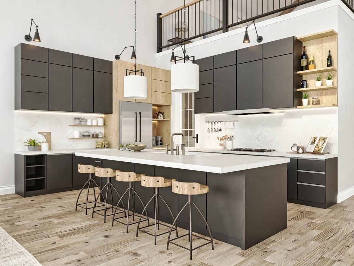 Matte Black Cabinets and a Kitchen Island Built for Actual Cooking