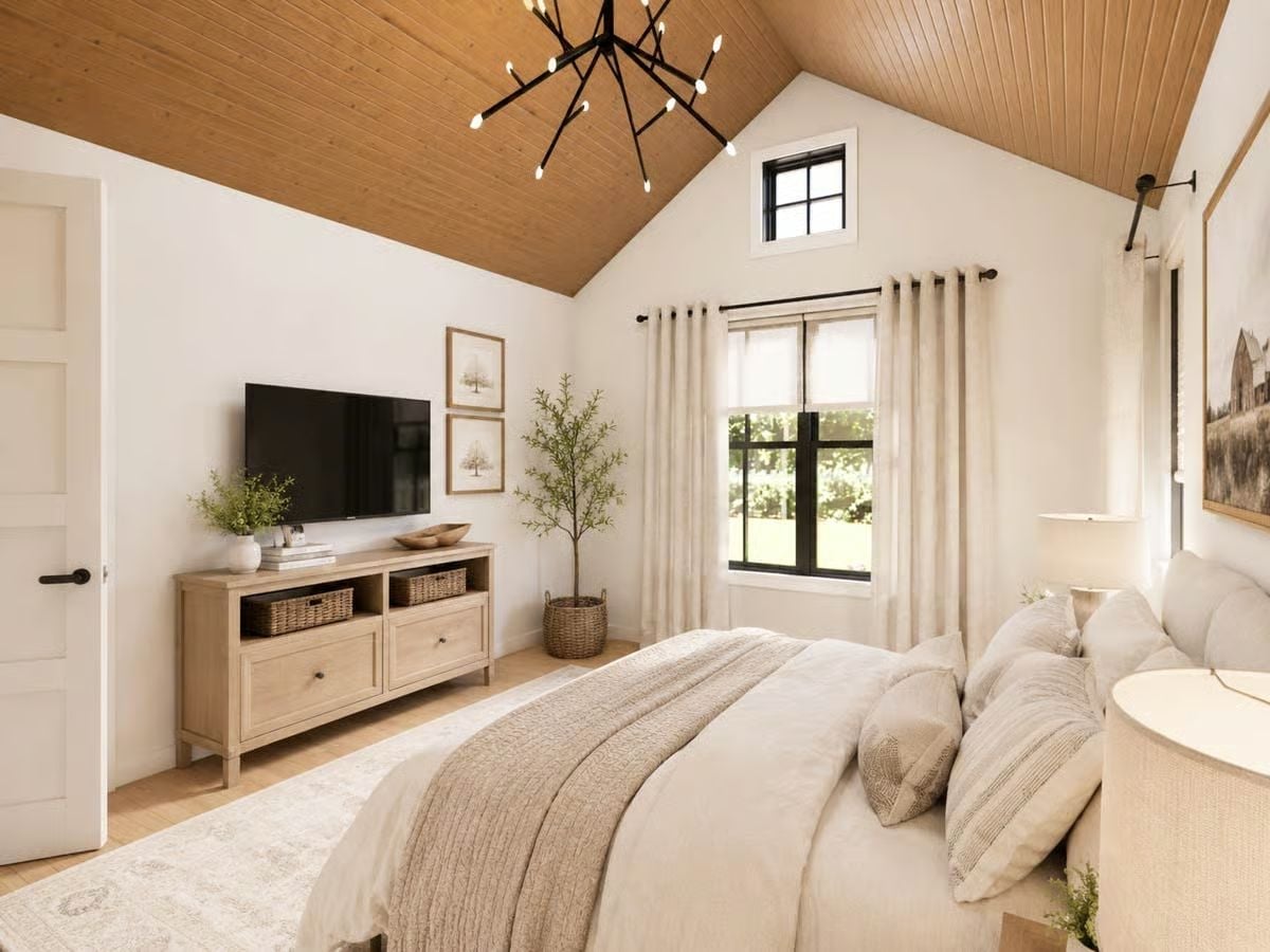 Vaulted Ceiling in Natural Wood That Earns Every Inch of Vertical Space