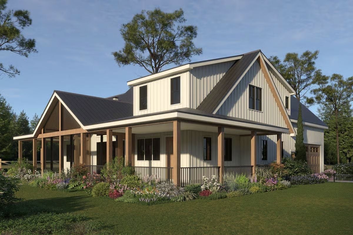 Wrap-Around Porch and Board-and-Batten Siding That Actually Look Like a Real Farmhouse