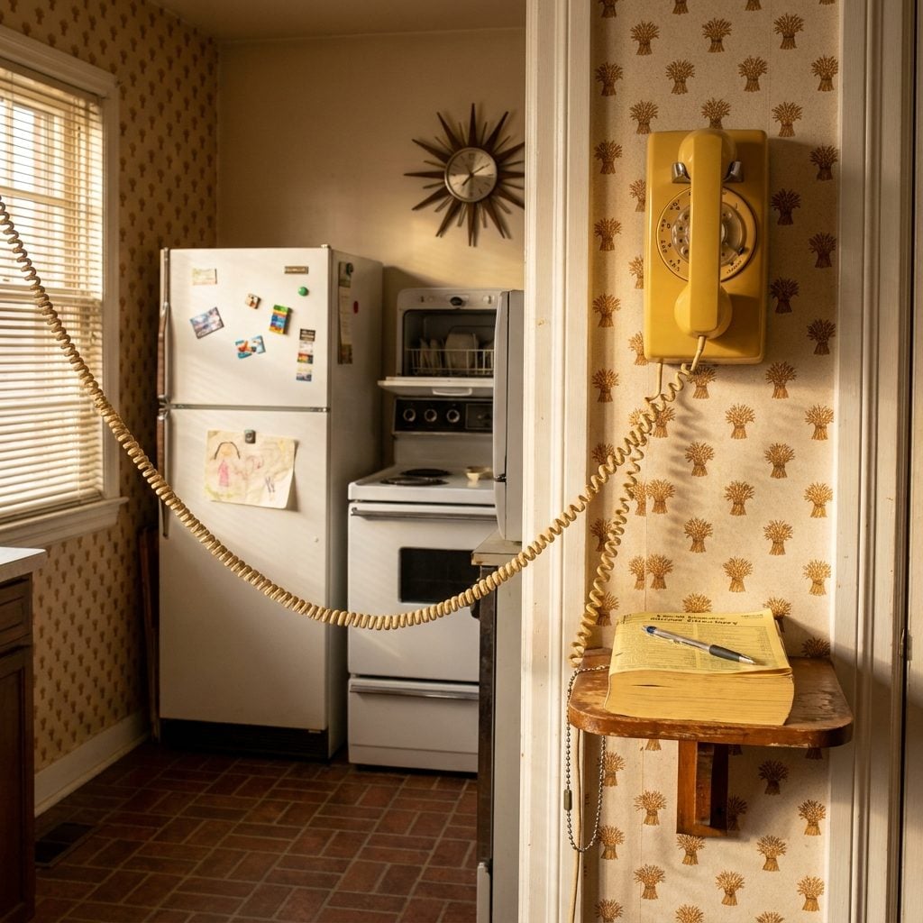 The Yellow Rotary Wall Phone with the Cord Long Enough to Reach the Bathroom