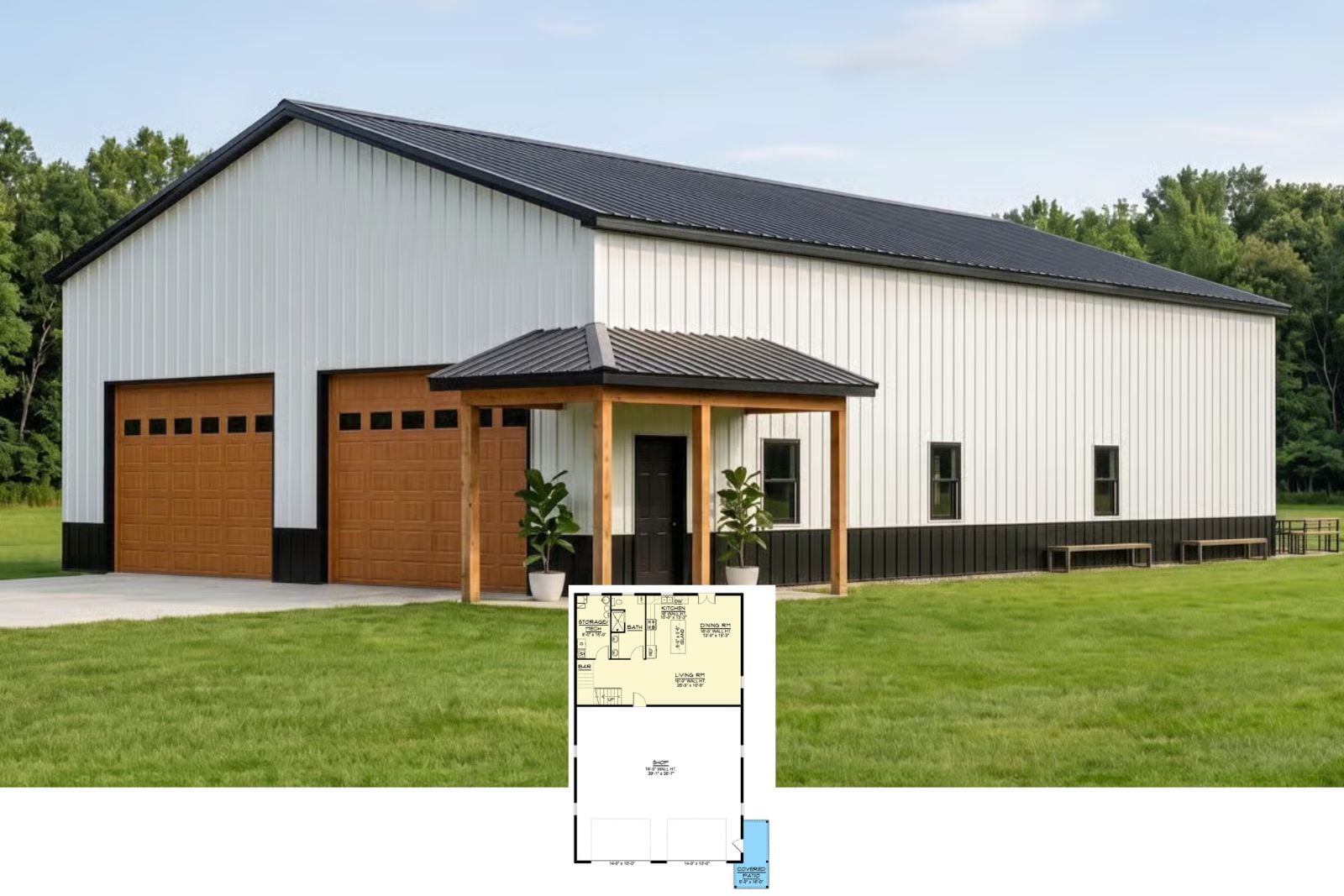 The Steelfield 1-Bedroom Barndominium House Plan with Workshop (1,335 Sq. Ft. Floor Plan)