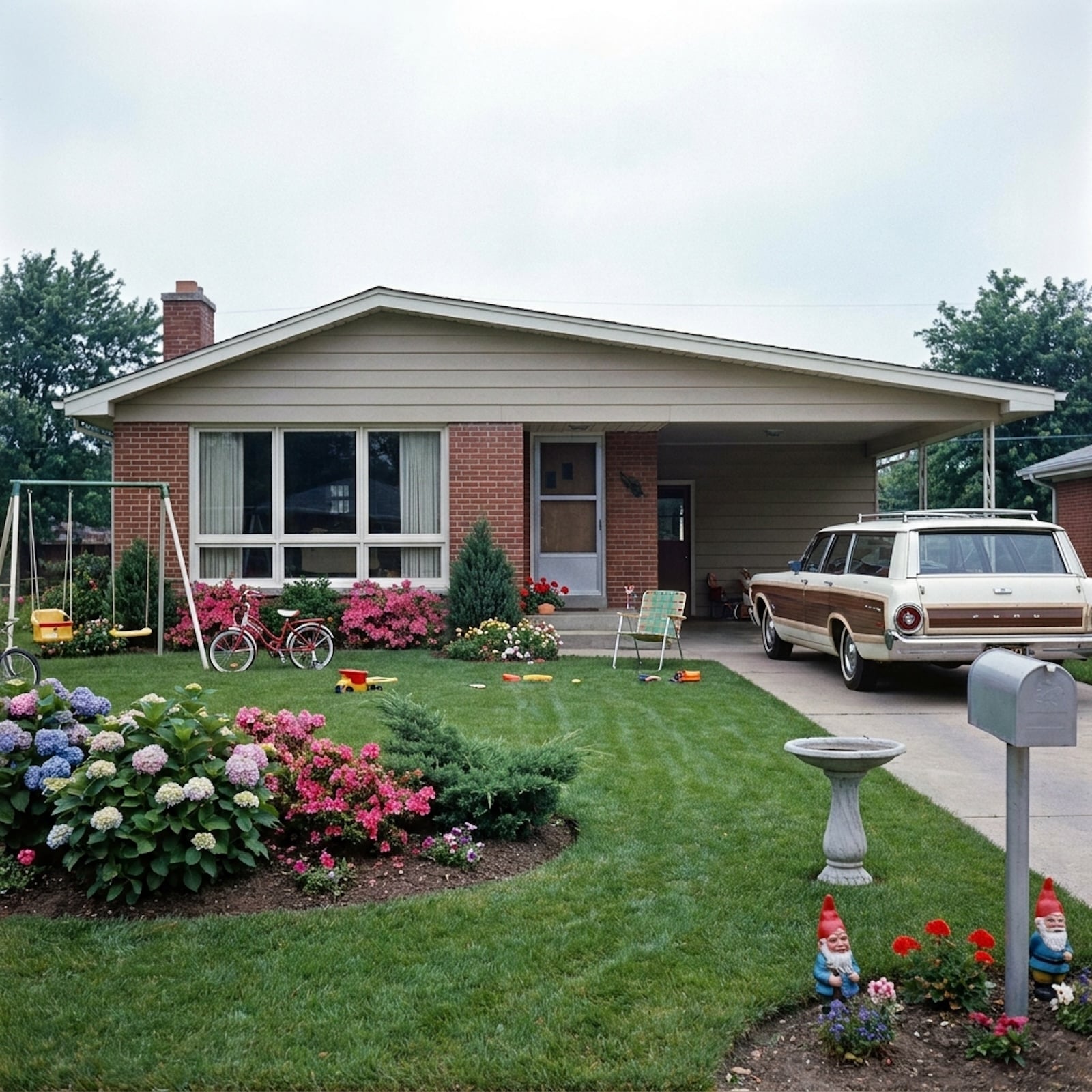 What Happens When a Typical 1960s Front Yard Gets a No-Expense-Spared 2026 Makeover? These 32 AI Before & Afters Answer It.