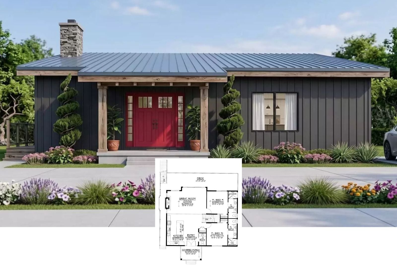 Introducing Apperson 4-Bedroom Modern House Plan with Screened Porch (1,345 Sq. Ft. Floor Plan)
