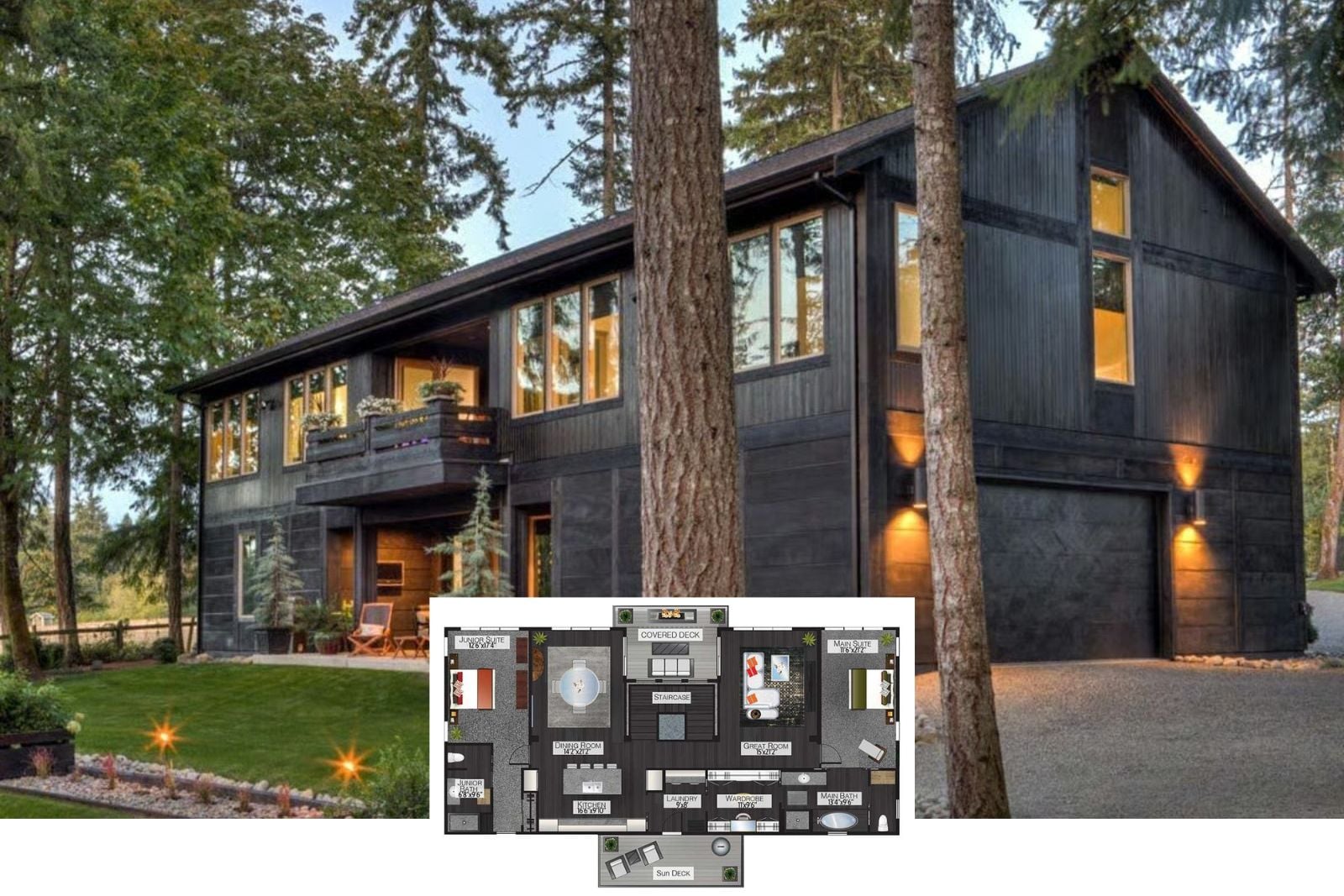 Pinecrest Lodge 2-Bedroom Modern Barndominium House Plan with 6-Car Gallery Garage (3,118 Sq. Ft. Floor Plan)