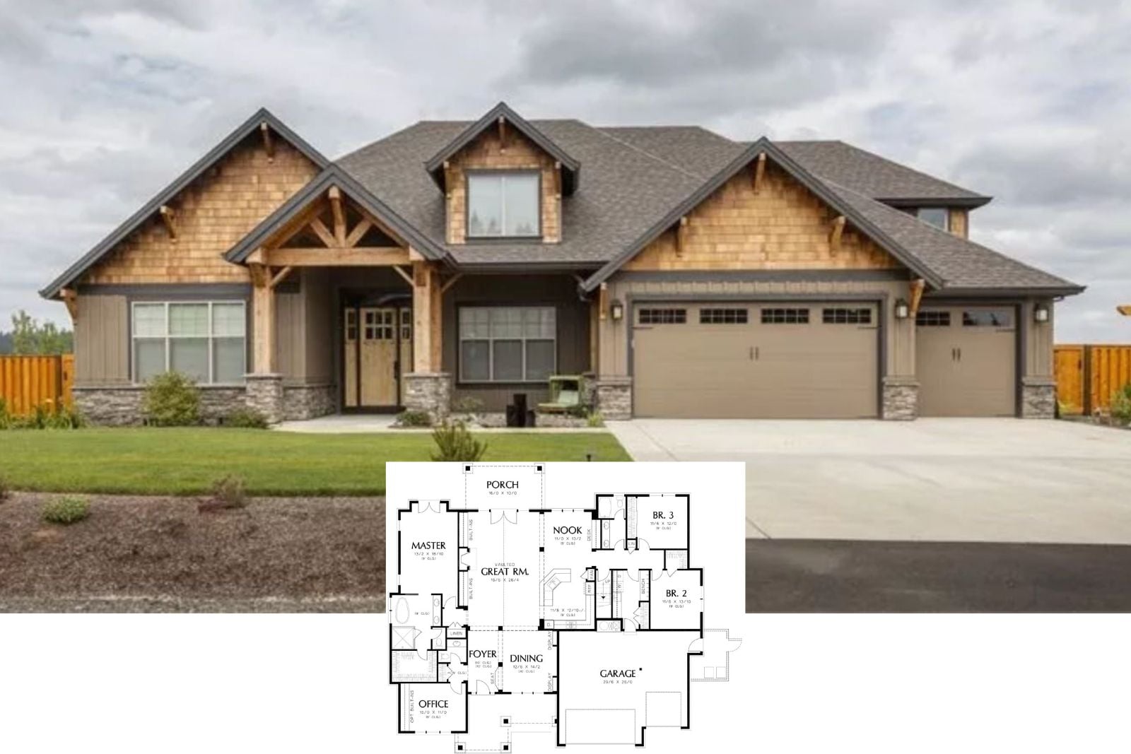 Barrington 3-Bedroom Craftsman House Plan with 3-Car Garage (2,735 Sq. Ft. Floor Plan)