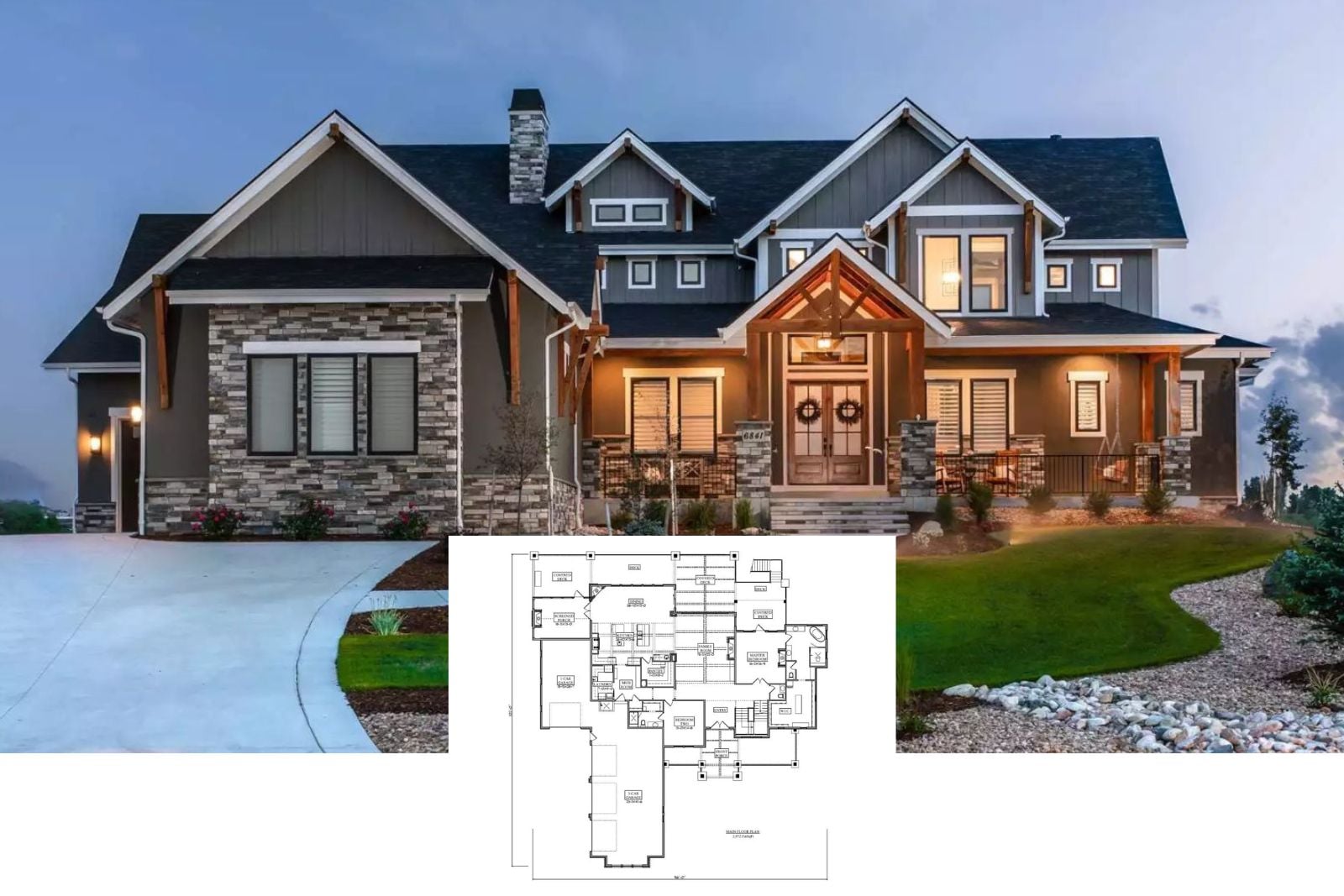 Brookstone Trail 4-Bedroom Craftsman House Plan with Covered Patio (3,456 Sq. Ft. Floor Plan)