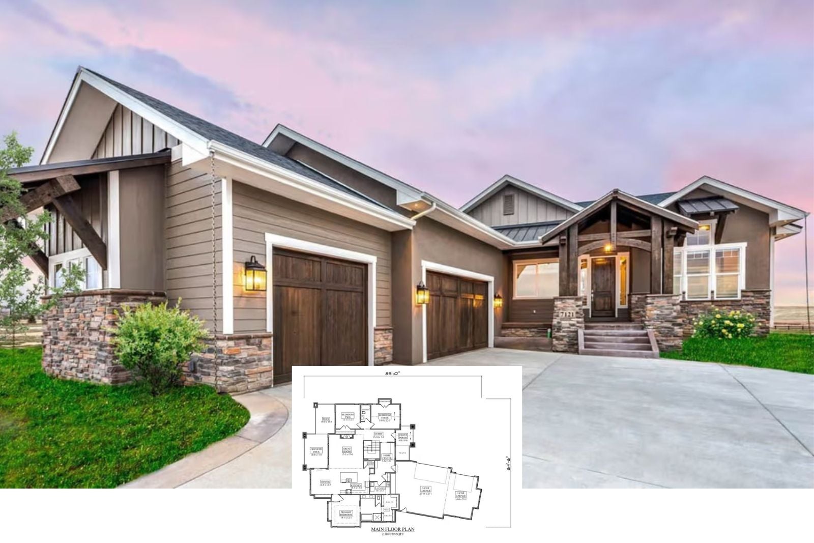 The Timberlock 5-Bedroom Craftsman Ranch House Plan with Home Theater (2,180 Sq. Ft. Floor Plan)