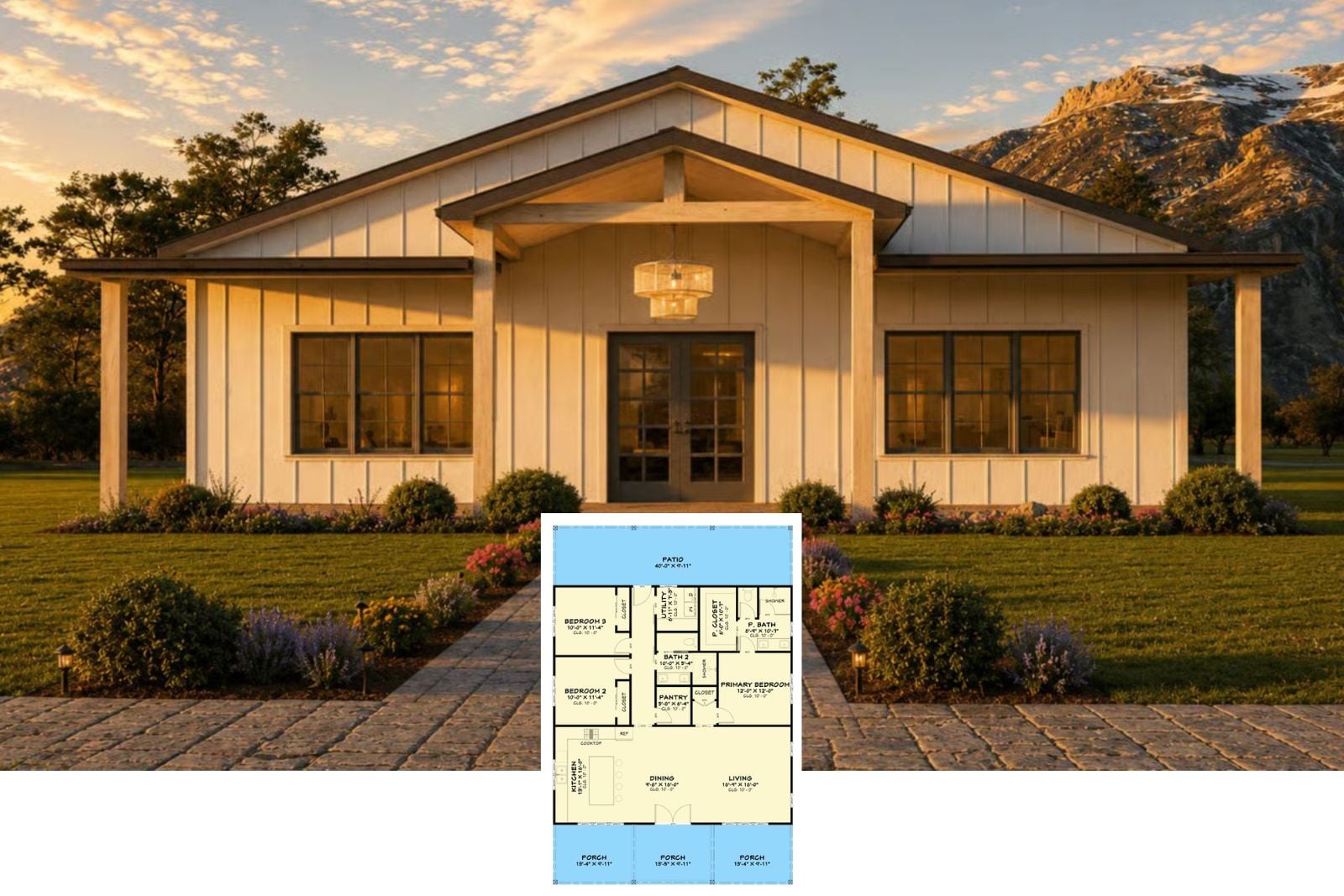 The Alpenrose 3-Bedroom Farmhouse Layout with Dual Porches (1,600 Sq. Ft. Floor Plan)