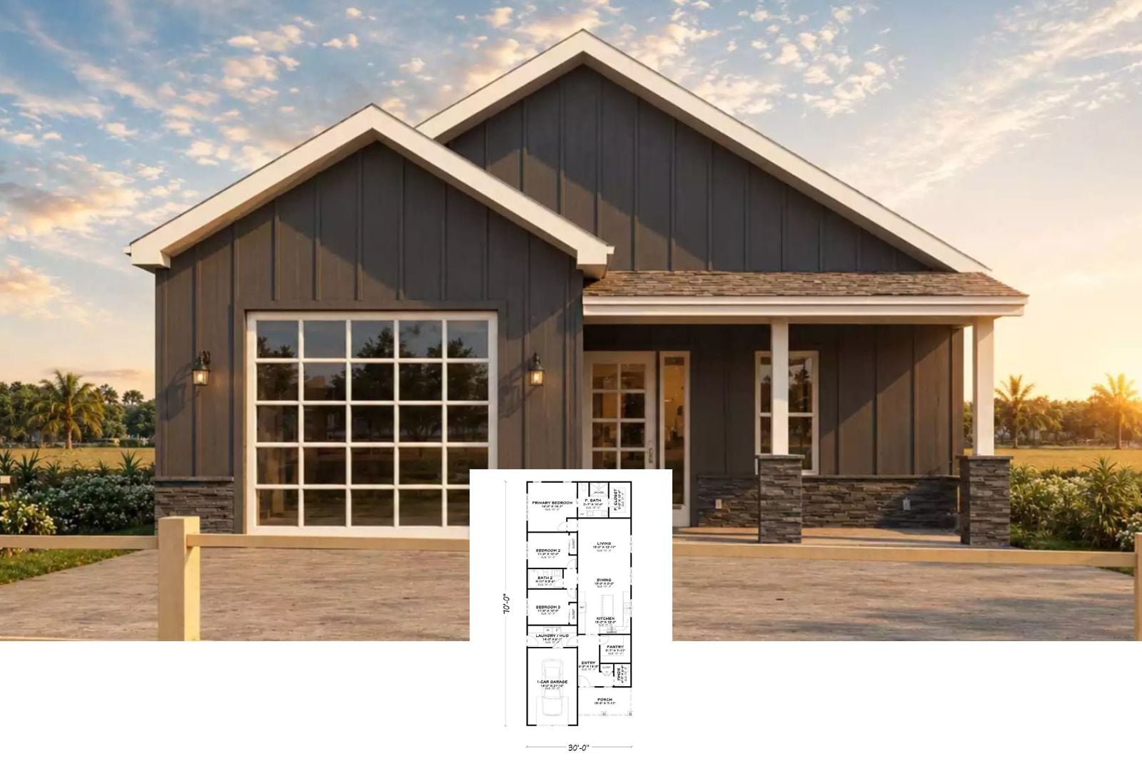 Florence Edge 3-Bedroom Ranch House Plan with Open-Concept Living (1,609 Sq. Ft. Floor Plan)