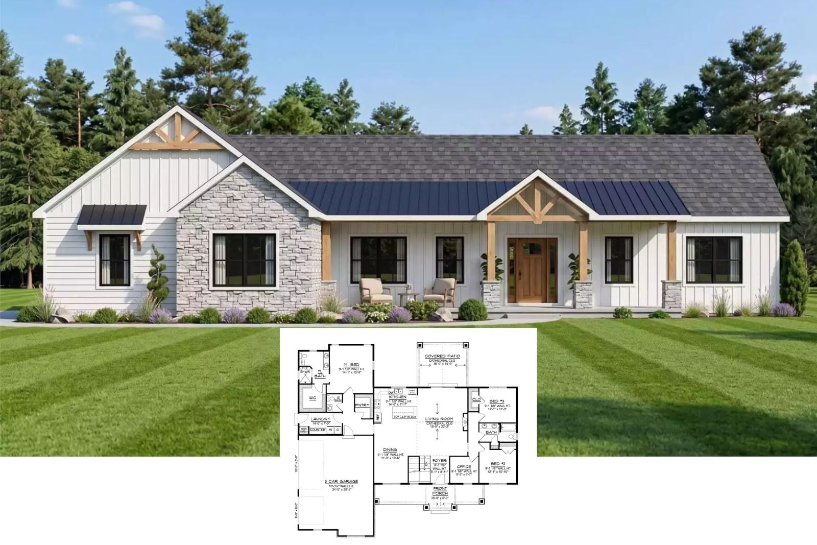Rockbourne Close 3-Bedroom Craftsman House Plan with 3-Car Garage (2,177 Sq. Ft. Floor Plan)