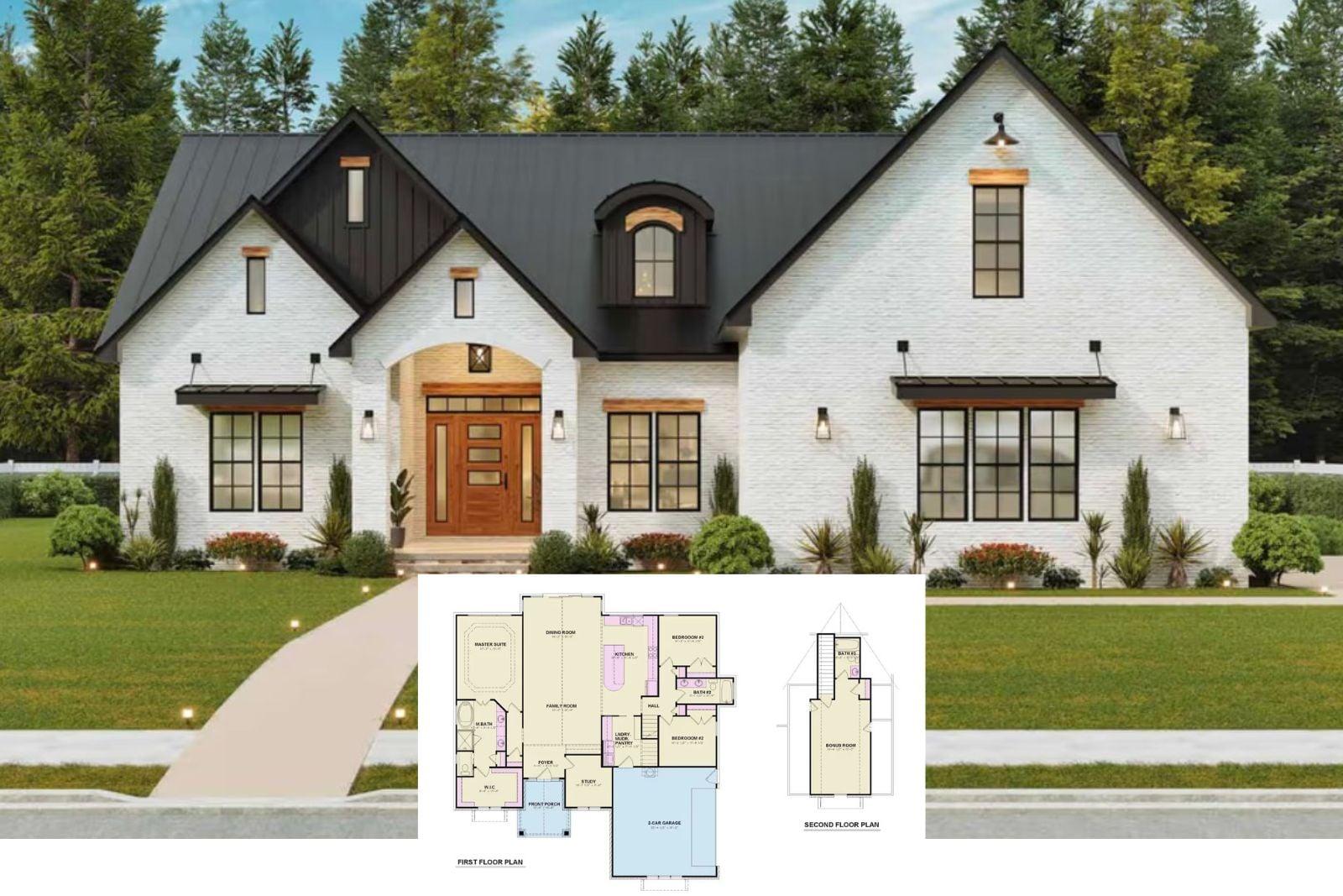 Oakmere 3-Bedroom Transitional House Plan with Bonus Room (2,351 Sq. Ft. Floor Plan)