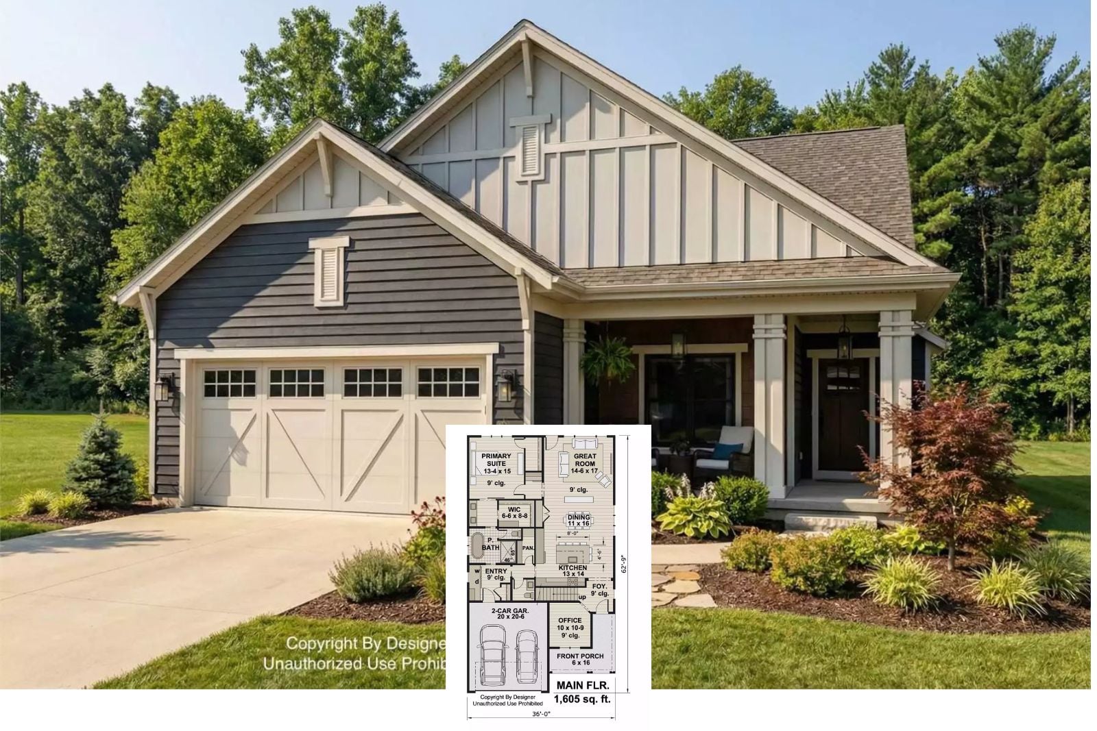 Landry Springs 3-Bedroom Transitional House Plan with Front Porch (2,280 Sq. Ft. Floor Plan)