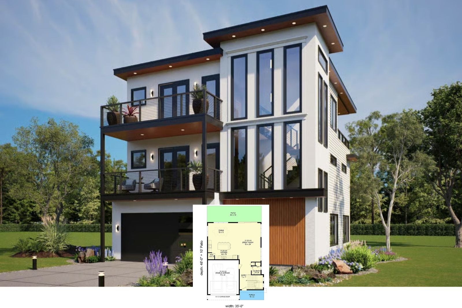 Skytower 4-Bedroom Contemporary House Plan with Sundeck (3,429 Sq. Ft. Floor Plan)