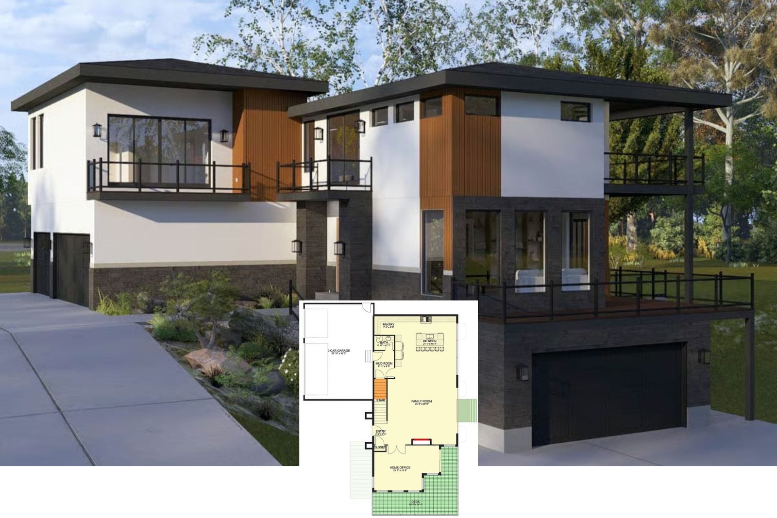 Cascade View 4-Bedroom Contemporary Northwest House Plan with Rooftop Deck (4,267 Sq. Ft. Floor Plan)