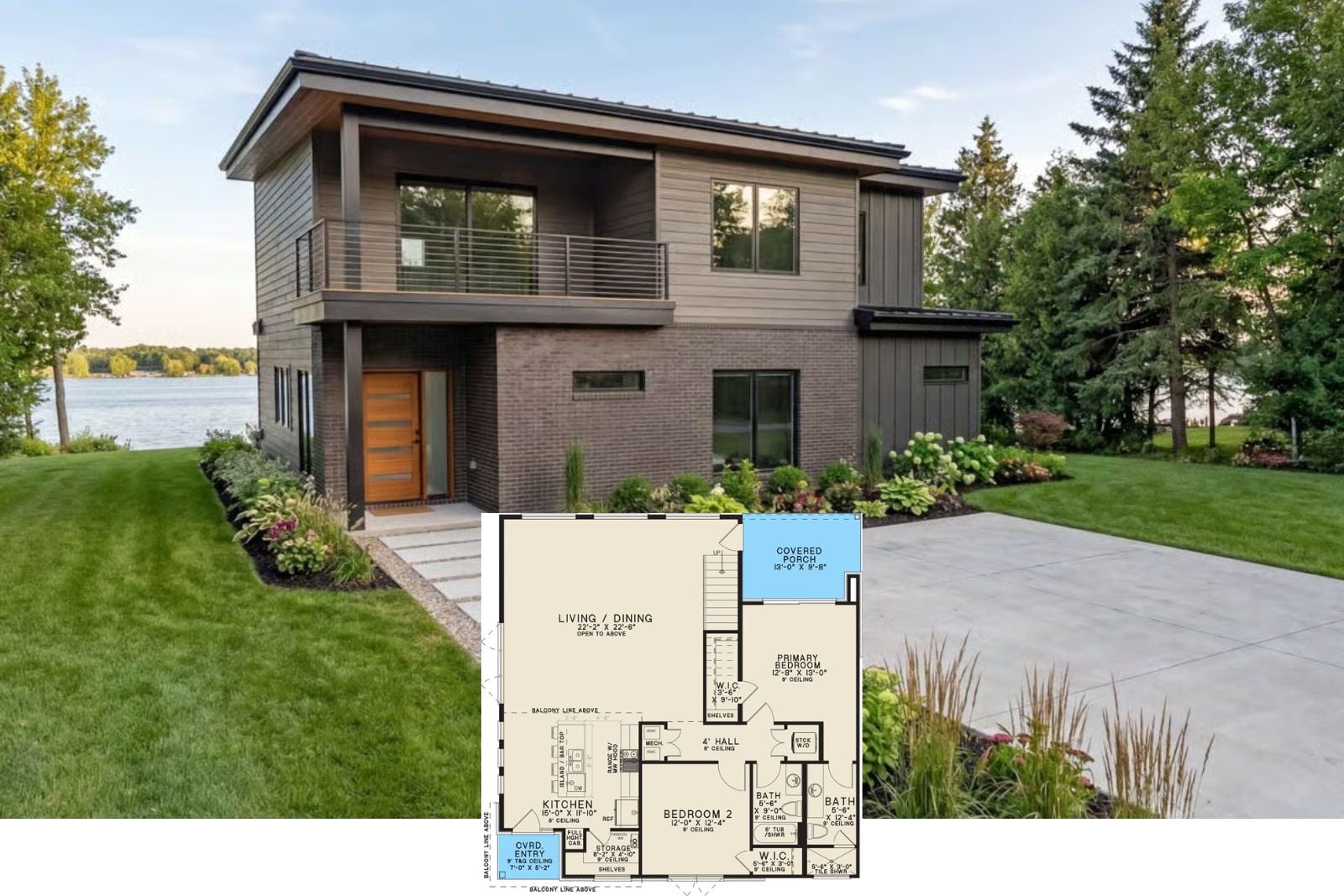 Clearwater 4-Bedroom Modern Lake House Layout with Balcony Loft (2,098 Sq. Ft. Floor Plan)