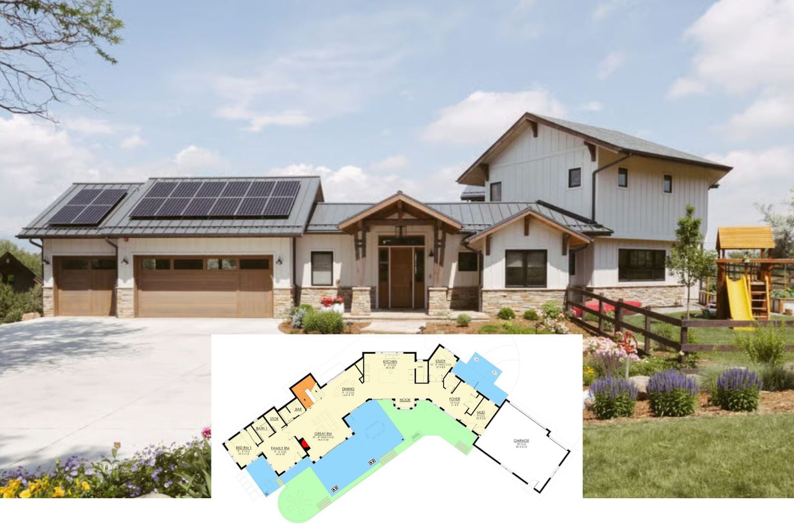 Welcome to The Stonemeadow 4-Bedroom Modern Transitional Prairie House Plan with Wraparound Porch (4,269 Sq. Ft. Floor Plan)