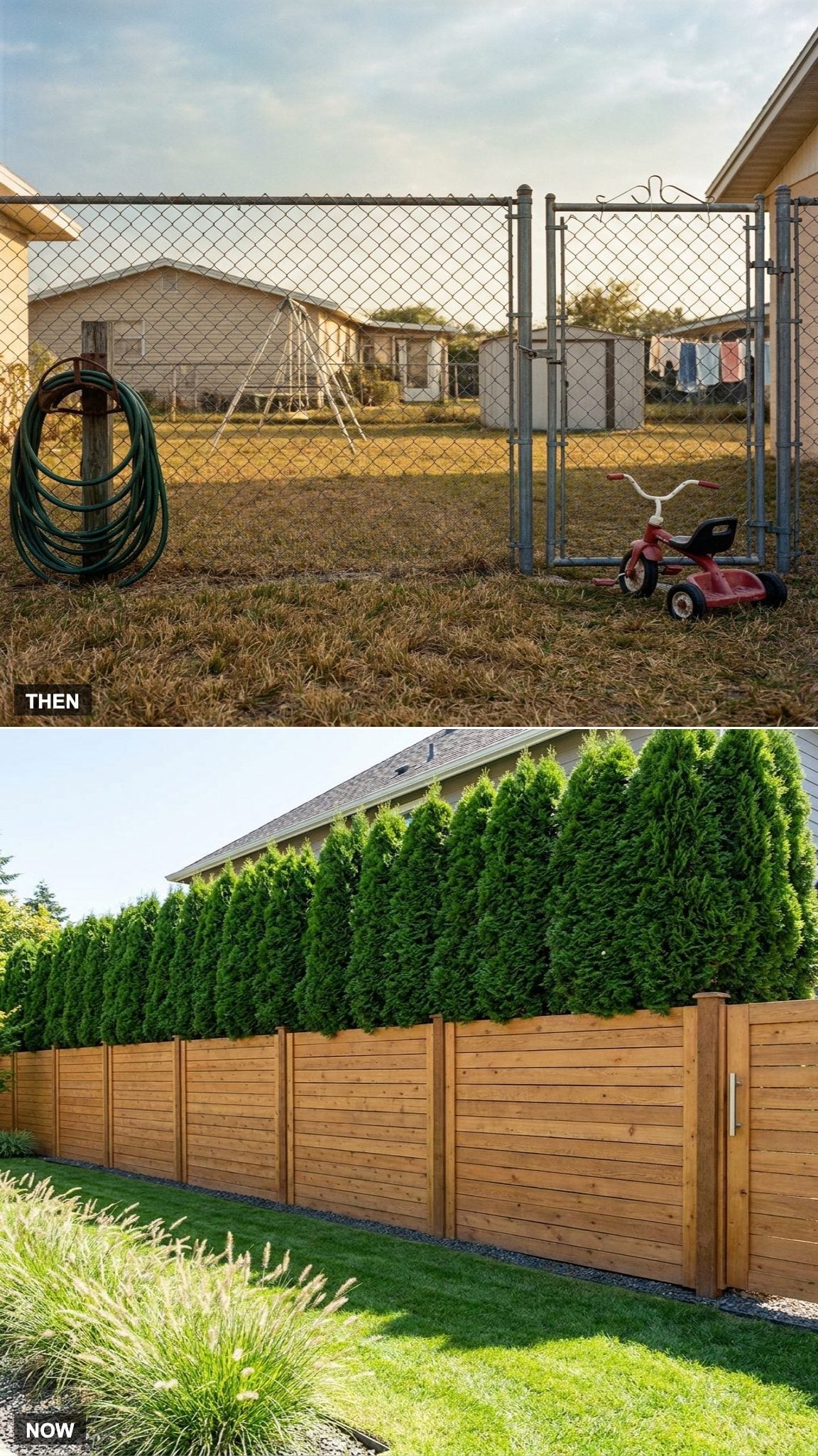 5. The Chain-Link Fence Traded Places With a Privacy Wall