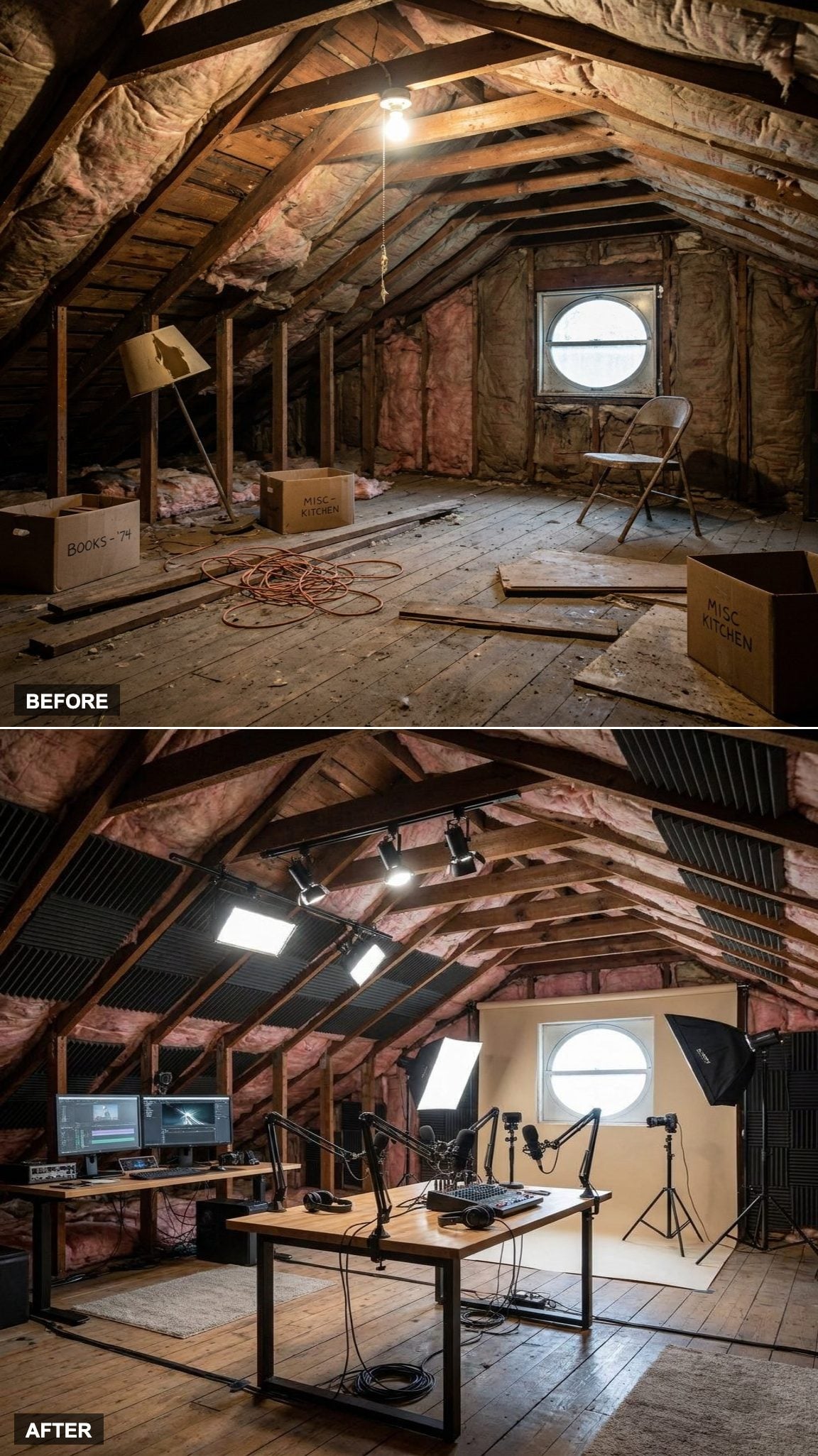 Ring Lights and an Editing Desk Create a Photography and Podcast Studio