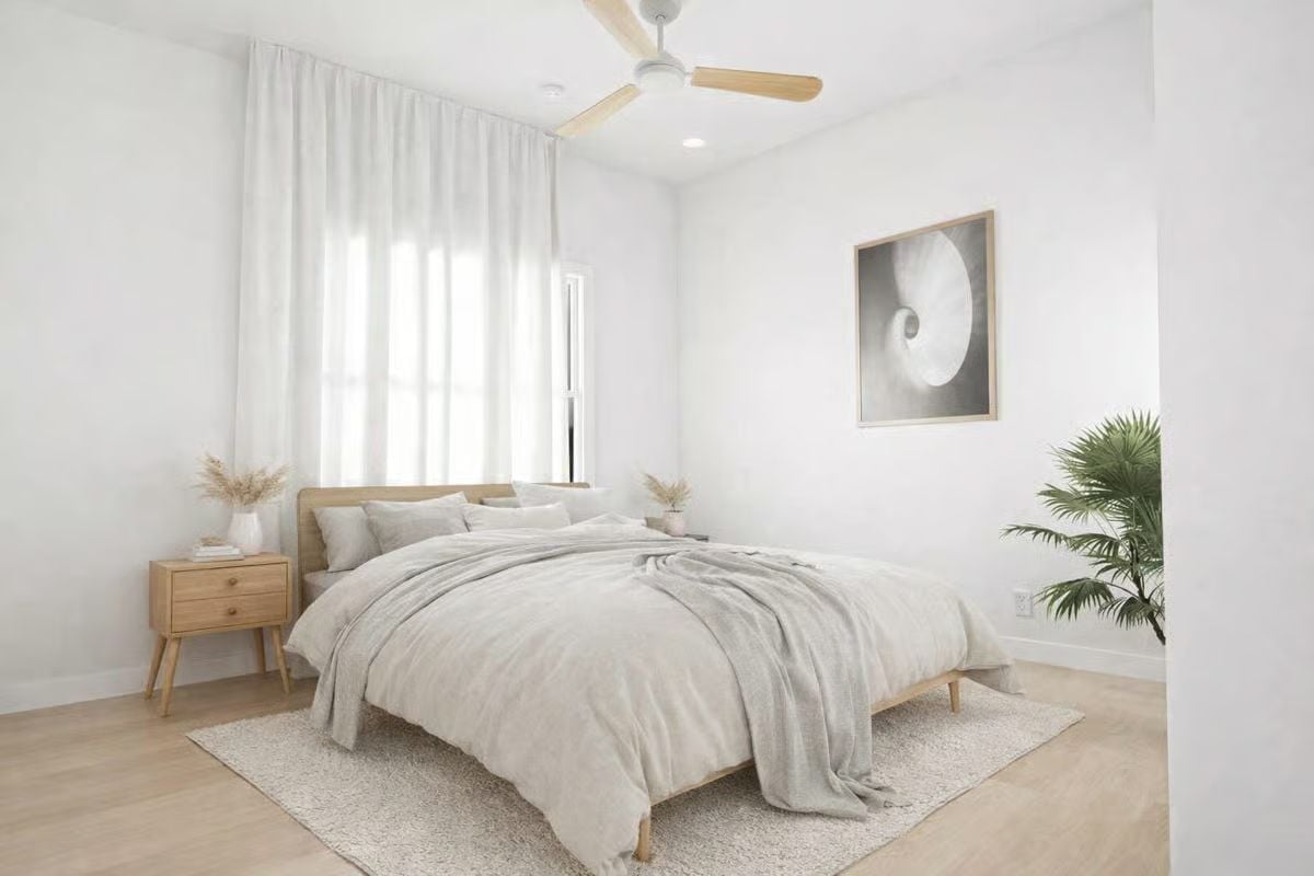 Nautilus Print, Palm in the Corner, and Bedding That Earns Its Keep