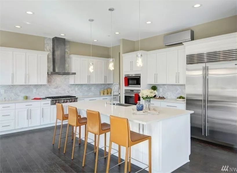 Quartz Island, Leather Barstools, and a Fridge That Means Business