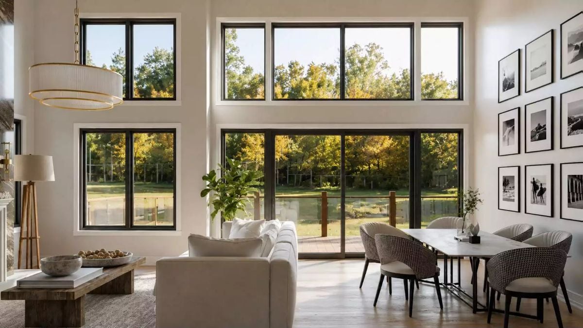 Black-Framed Glass and Fiddle Leaf Fig Doing the Heavy Lifting Here