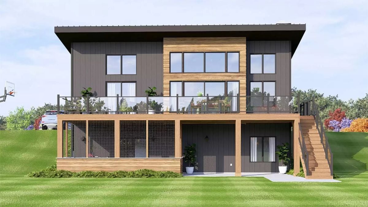 Dark Siding, Warm Wood, and a Screened Porch That Actually Gets Used