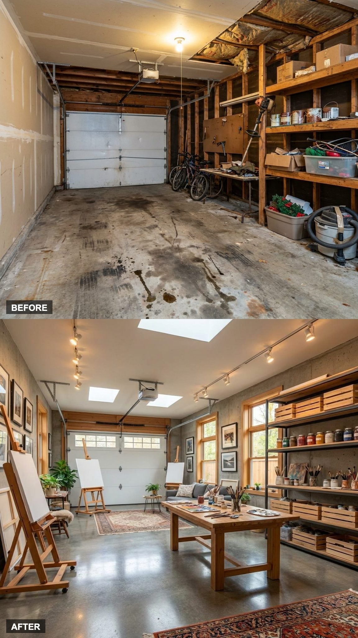 Artist's Studio Conversion With Easels, Gallery Walls, and Broad Natural Light